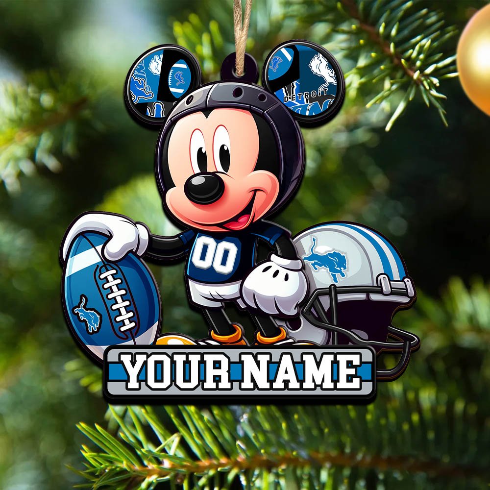 Detroit Lions 2 Layered Wooden Ornament 2024 Version Personalized Your Name, Football Team Ornament, Football Lover Gifts ETHY-52624