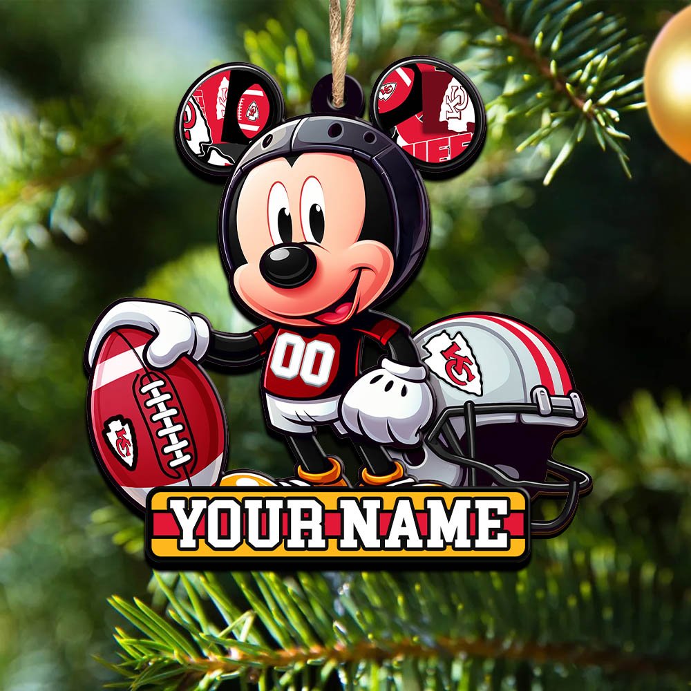 Kansas City Chiefs 2 Layered Wooden Ornament 2024 Version Personalized Your Name, Football Team Ornament, Football Lover Gifts ETHY-52624