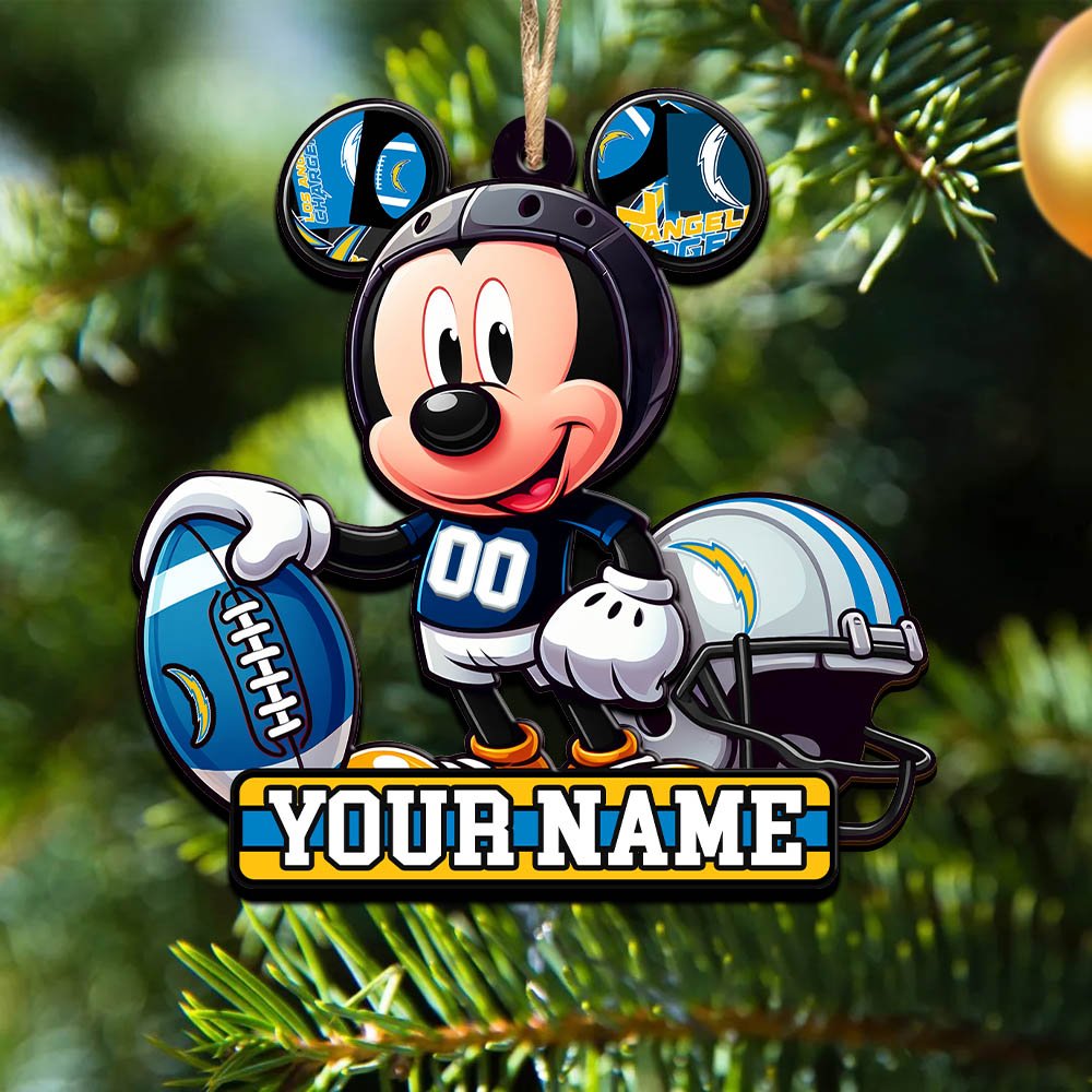 Los Angeles Chargers 2 Layered Wooden Ornament 2024 Version Personalized Your Name, Football Team Ornament, Football Lover Gifts ETHY-52624