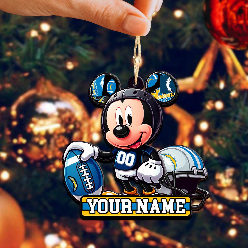 Alternative view of Los Angeles Chargers 2 Layered Wooden Ornament 2024 Version Personalized Your Name, Football Team Ornament, Football Lover Gifts ETHY-52624