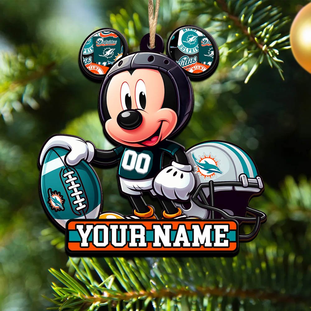 Miami Dolphins 2 Layered Wooden Ornament 2024 Version Personalized Your Name, Football Team Ornament, Football Lover Gifts ETHY-52624