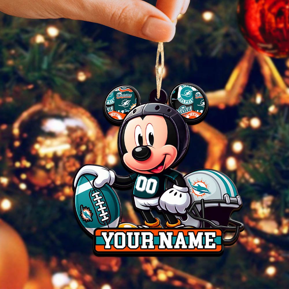 Alternative view of Miami Dolphins 2 Layered Wooden Ornament 2024 Version Personalized Your Name, Football Team Ornament, Football Lover Gifts ETHY-52624