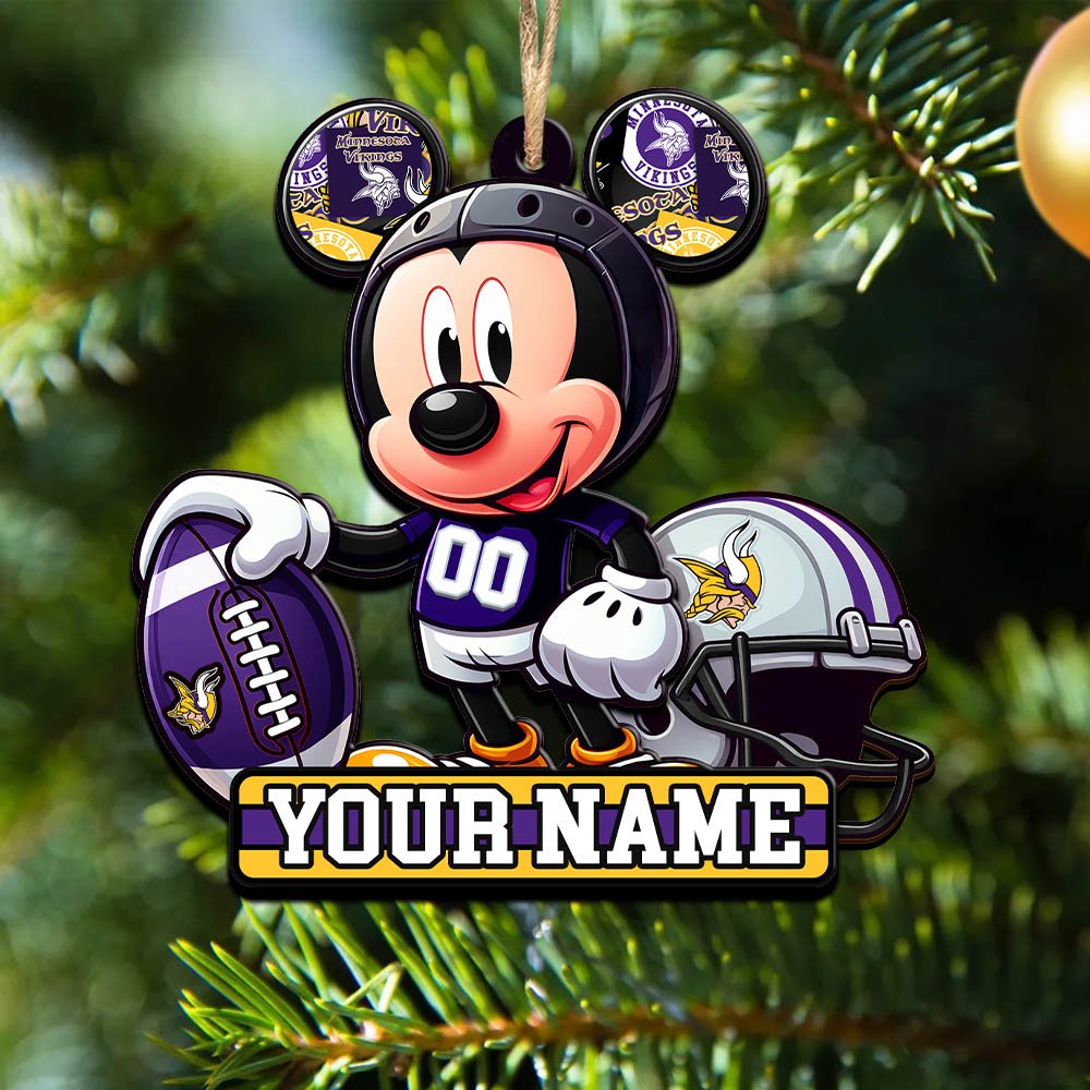 Minnesota Vikings 2 Layered Wooden Ornament 2024 Version Personalized Your Name, Football Team Ornament, Football Lover Gifts ETHY-52624