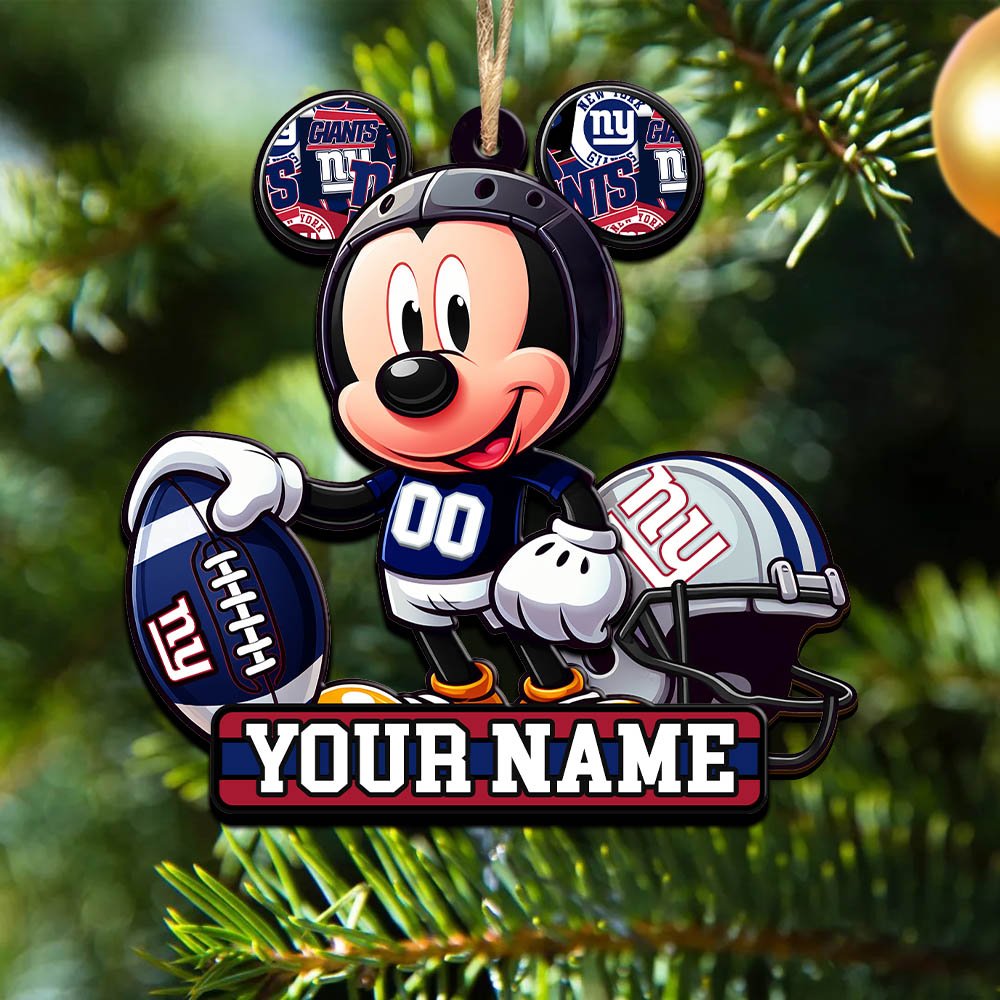 New York Giants 2 Layered Wooden Ornament 2024 Version Personalized Your Name, Football Team Ornament, Football Lover Gifts ETHY-52624