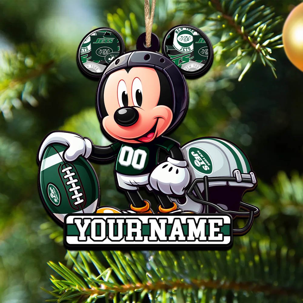 New York Jets 2 Layered Wooden Ornament 2024 Version Personalized Your Name, Football Team Ornament, Football Lover Gifts ETHY-52624