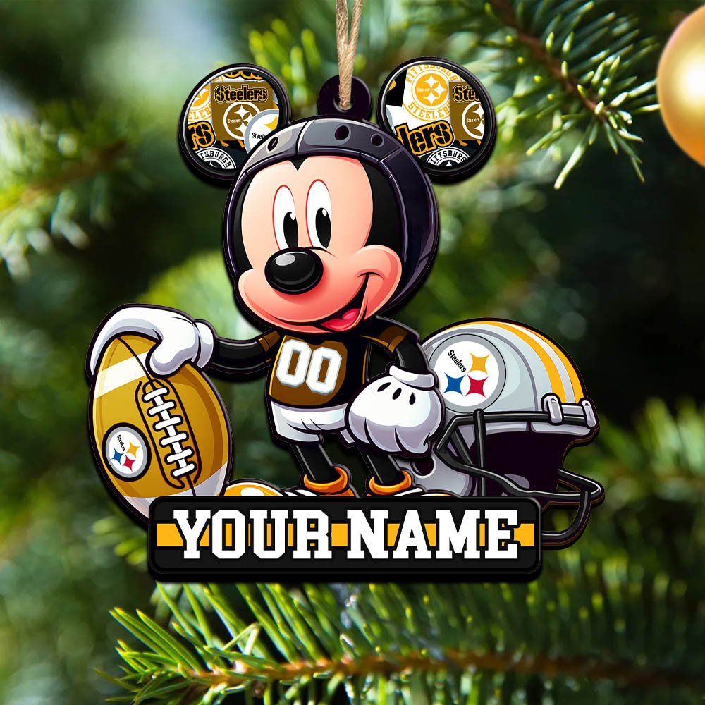 Pittsburgh Steelers 2 Layered Wooden Ornament 2024 Version Personalized Your Name, Football Team Ornament, Football Lover Gifts ETHY-52624