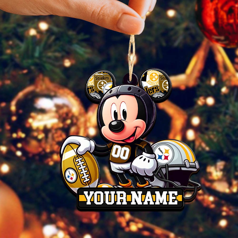 Alternative view of Pittsburgh Steelers 2 Layered Wooden Ornament 2024 Version Personalized Your Name, Football Team Ornament, Football Lover Gifts ETHY-52624