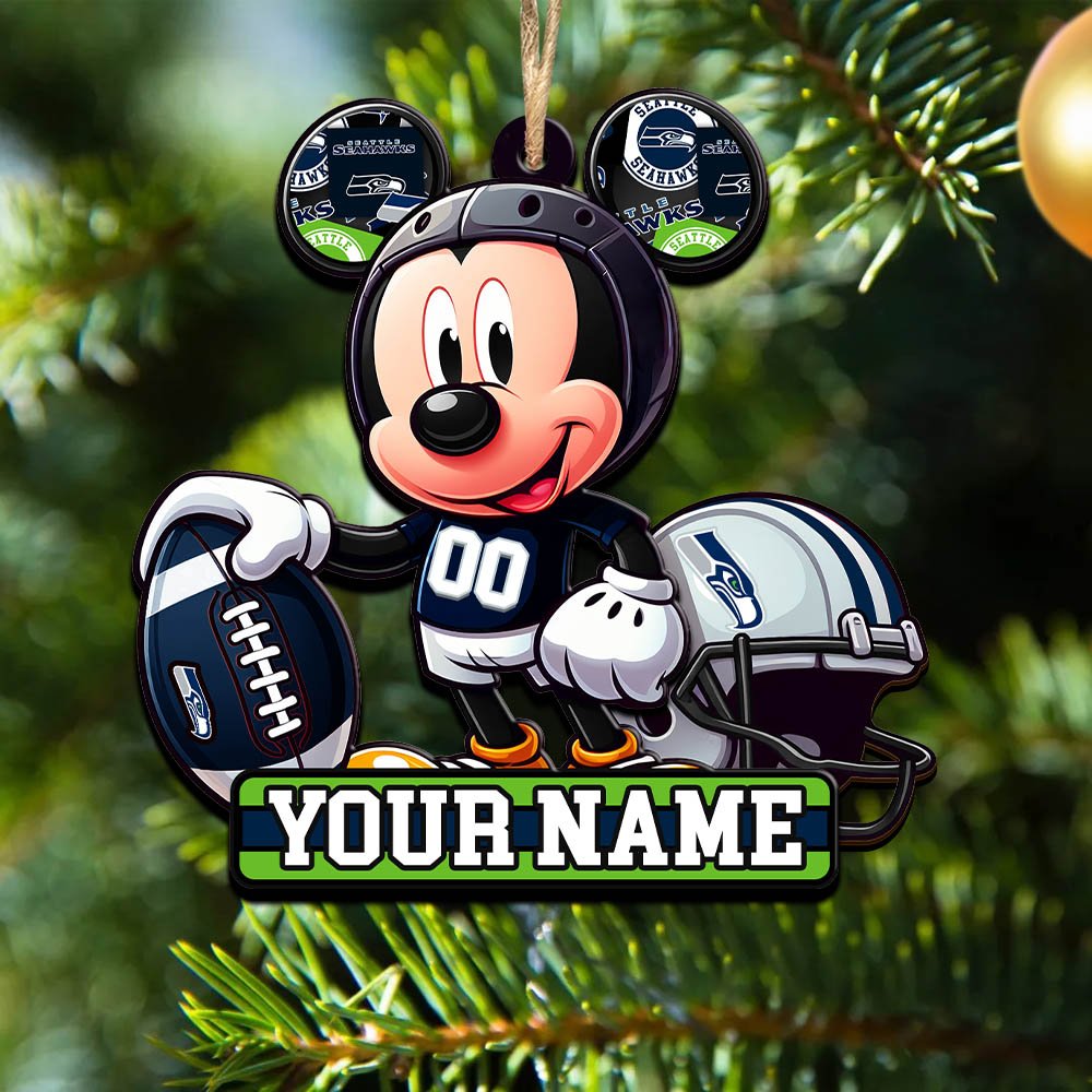 Seattle Seahawks 2 Layered Wooden Ornament 2024 Version Personalized Your Name, Football Team Ornament, Football Lover Gifts ETHY-52624