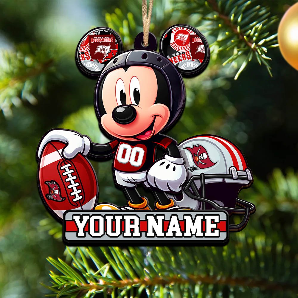 Tampa Bay Buccaneers 2 Layered Wooden Ornament 2024 Version Personalized Your Name, Football Team Ornament, Football Lover Gifts ETHY-52624