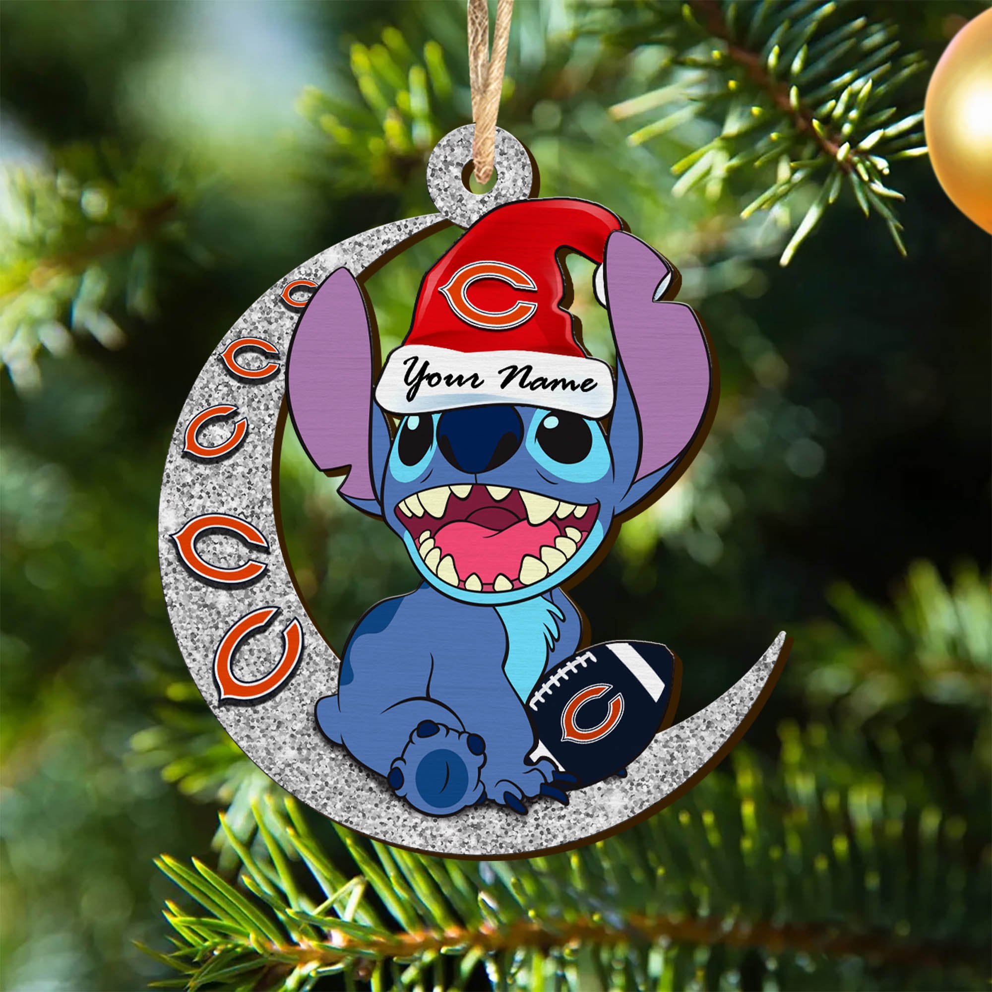 Chicago Bears Wooden Ornament 2024 Version Personalized Your Name , Football Team Ornament, Fan Gifts, Sport Home Decorations ETHY-52639
