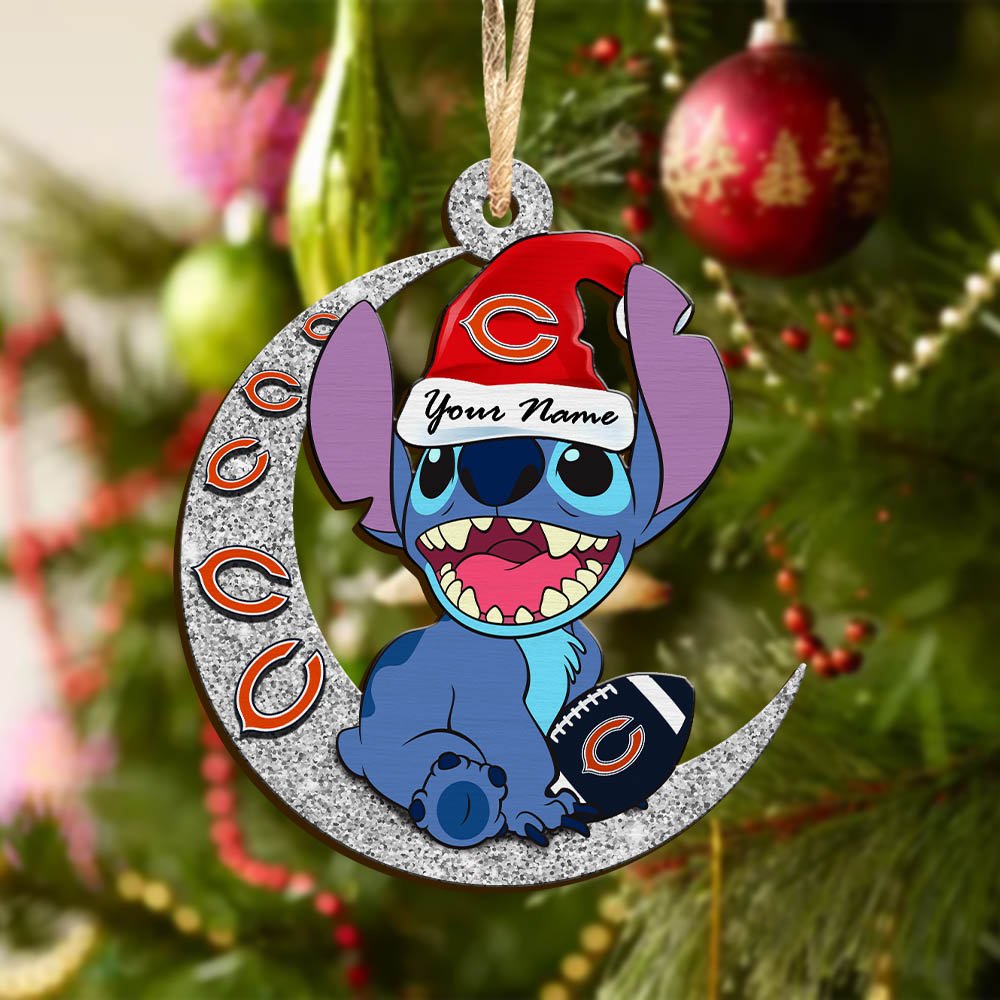 Alternative view of Chicago Bears Wooden Ornament 2024 Version Personalized Your Name , Football Team Ornament, Fan Gifts, Sport Home Decorations ETHY-52639