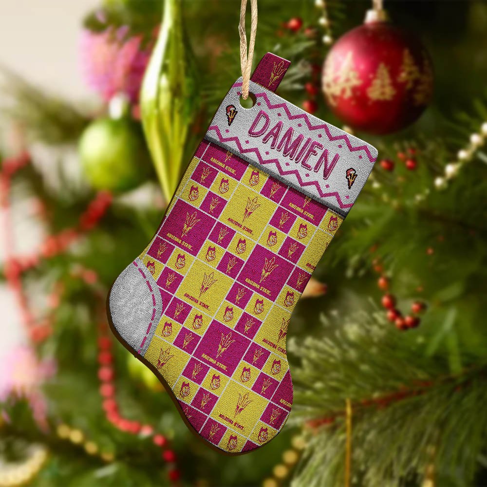 Alternative view of Arizona State Sun Devils Wooden Ornament 2024 Version Custom Your Name, Christmas Stocking Ornaments, Christmas Gifts For Sport Fans ETHY-53300