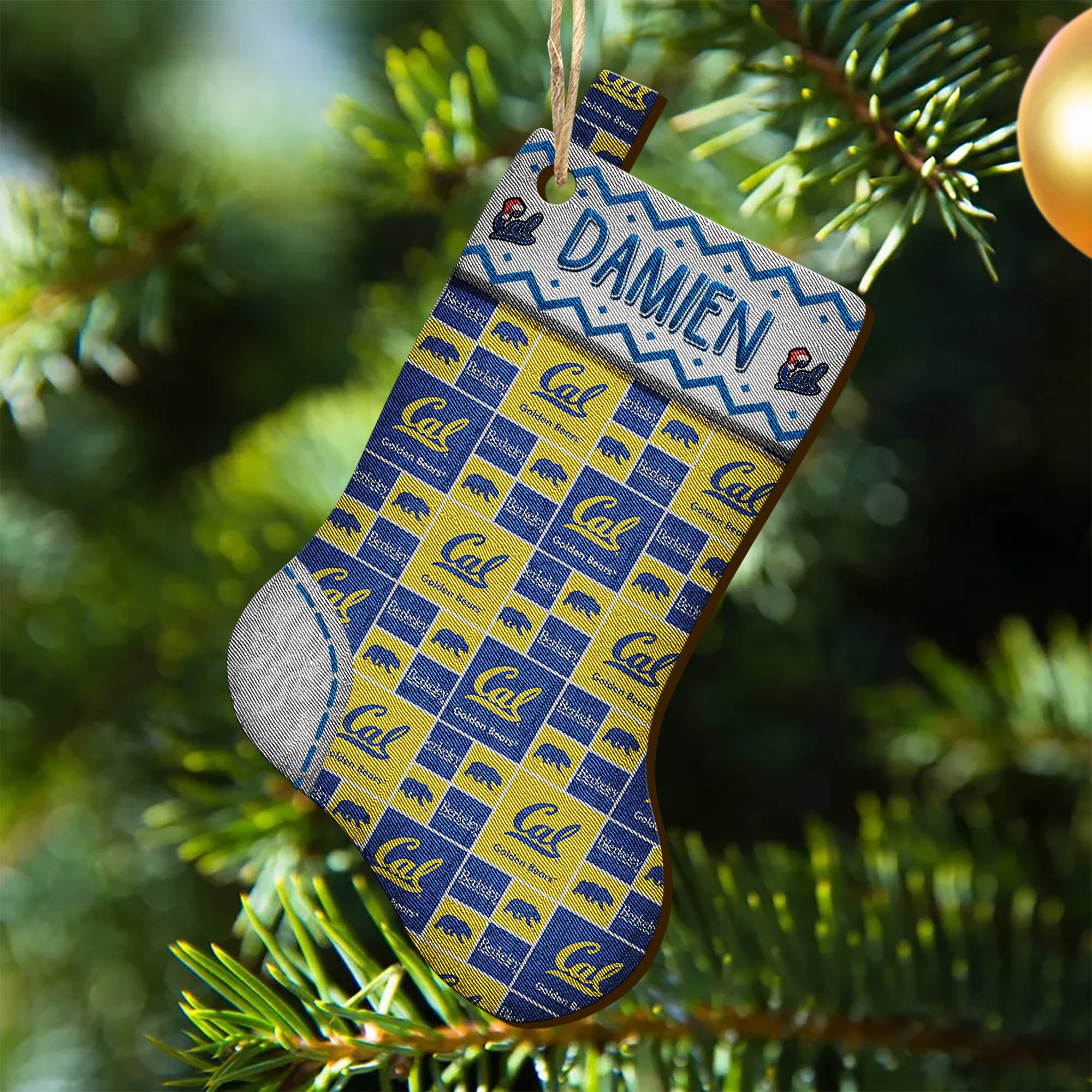 California Golden Bears Wooden Ornament 2024 Version Custom Your Name, Christmas Stocking Ornaments, Christmas Gifts For Sport Fans ETHY-53300