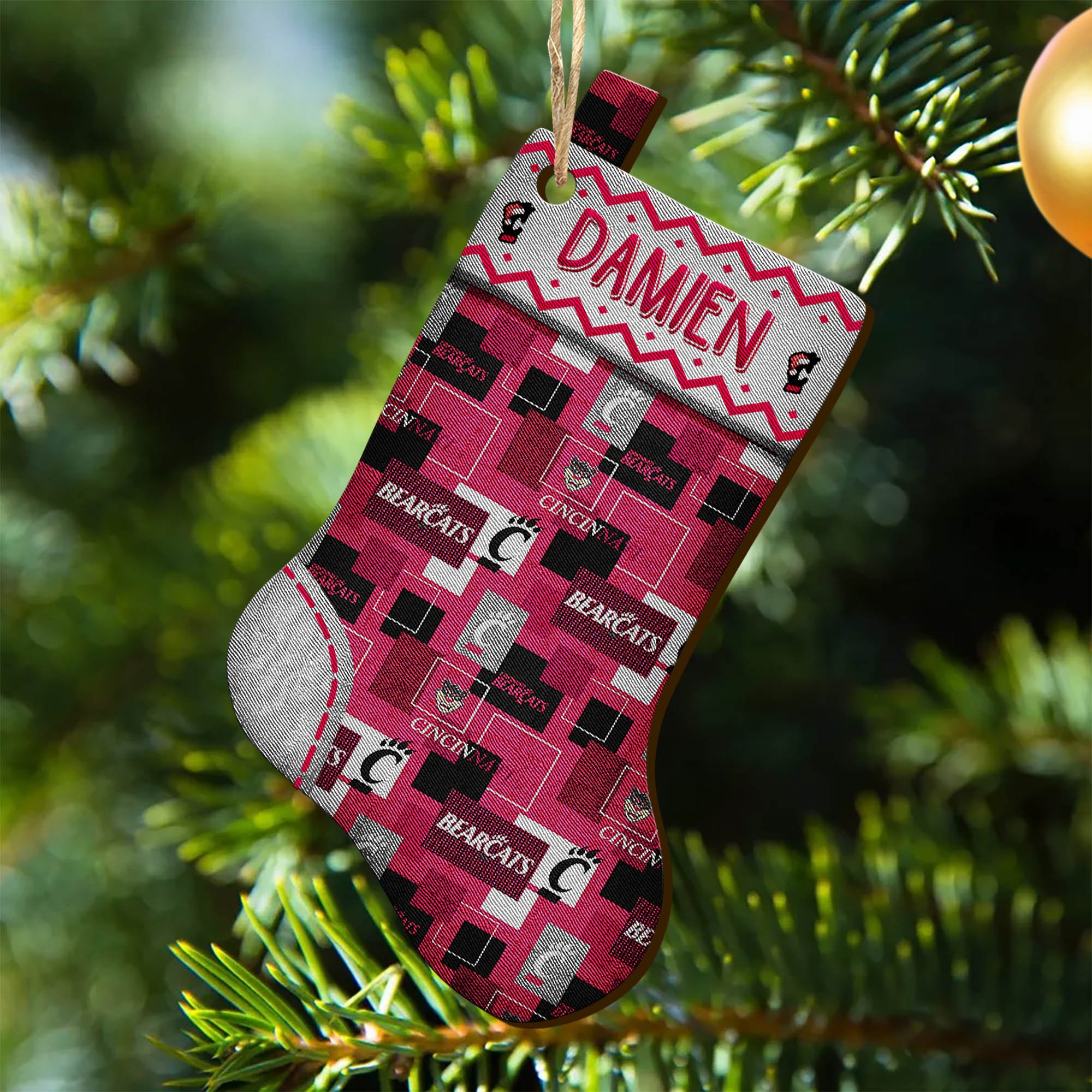 Cincinnati Bearcats Wooden Ornament 2024 Version Custom Your Name, Christmas Stocking Ornaments, Christmas Gifts For Sport Fans ETHY-53300