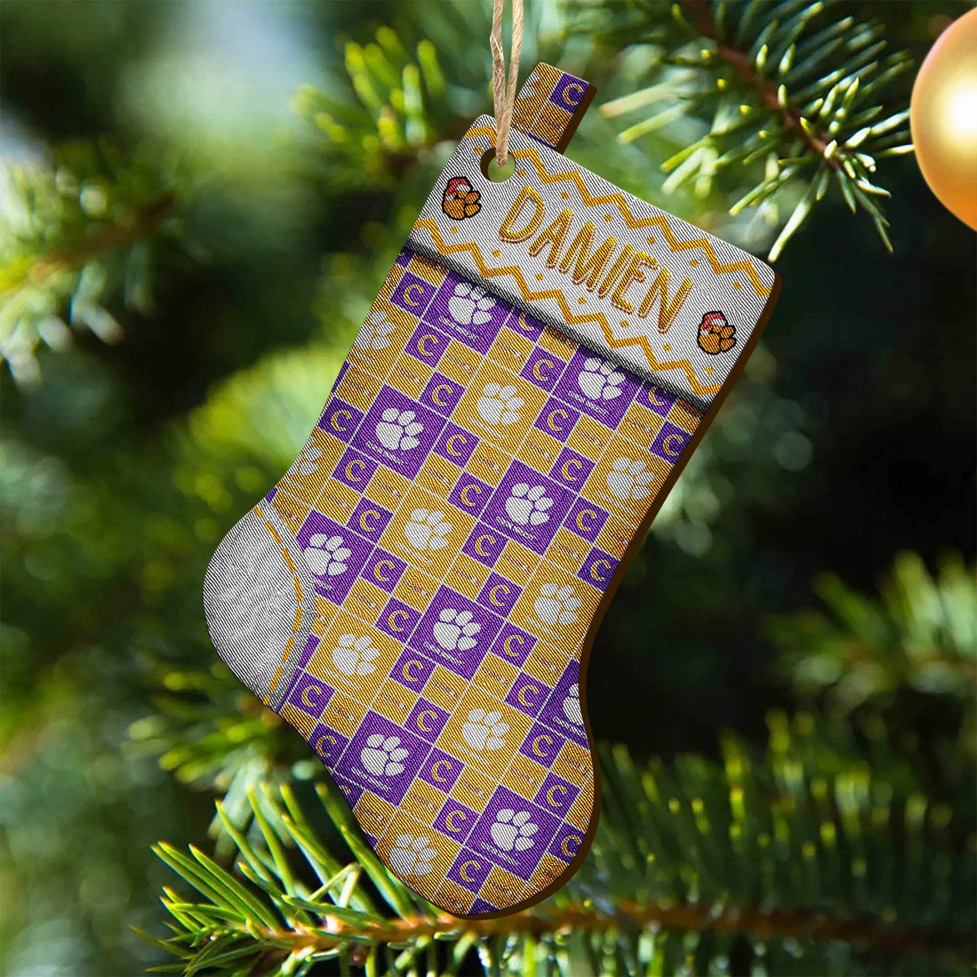 Clemson Tigers Wooden Ornament 2024 Version Custom Your Name, Christmas Stocking Ornaments, Christmas Gifts For Sport Fans ETHY-53300