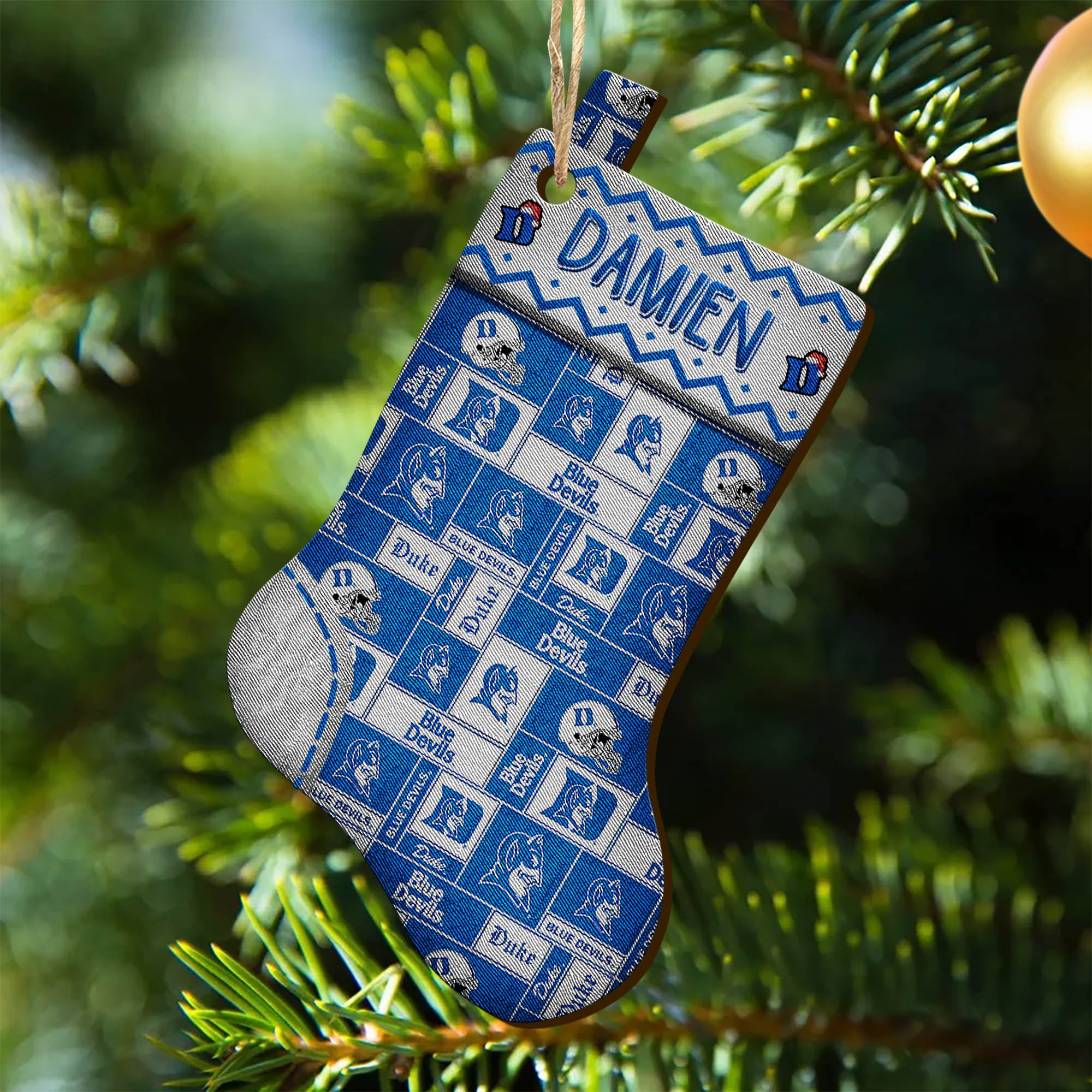 Duke Blue Devils Wooden Ornament 2024 Version Custom Your Name, Christmas Stocking Ornaments, Christmas Gifts For Sport Fans ETHY-53300
