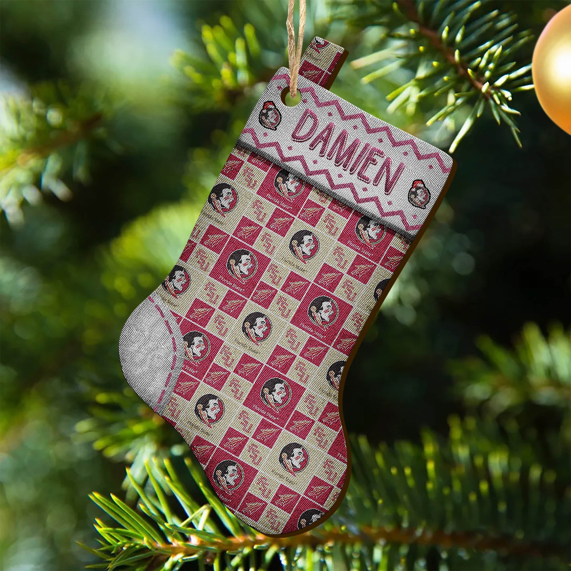 Florida State Seminoles Wooden Ornament 2024 Version Custom Your Name, Christmas Stocking Ornaments, Christmas Gifts For Sport Fans ETHY-53300