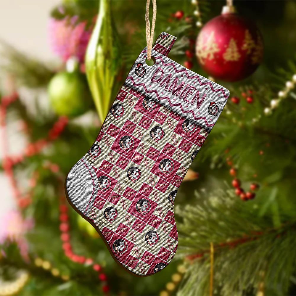 Alternative view of Florida State Seminoles Wooden Ornament 2024 Version Custom Your Name, Christmas Stocking Ornaments, Christmas Gifts For Sport Fans ETHY-53300