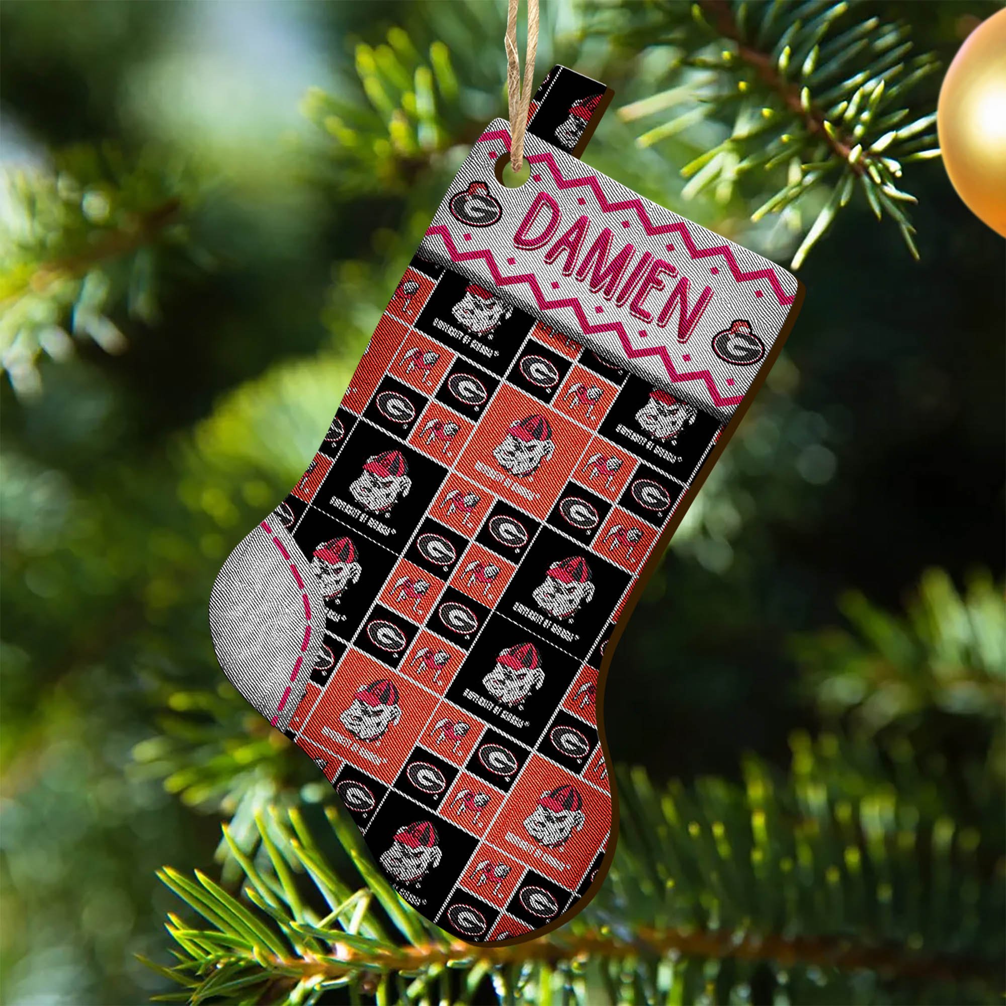 Georgia Bulldogs Wooden Ornament 2024 Version Custom Your Name, Christmas Stocking Ornaments, Christmas Gifts For Sport Fans ETHY-53300