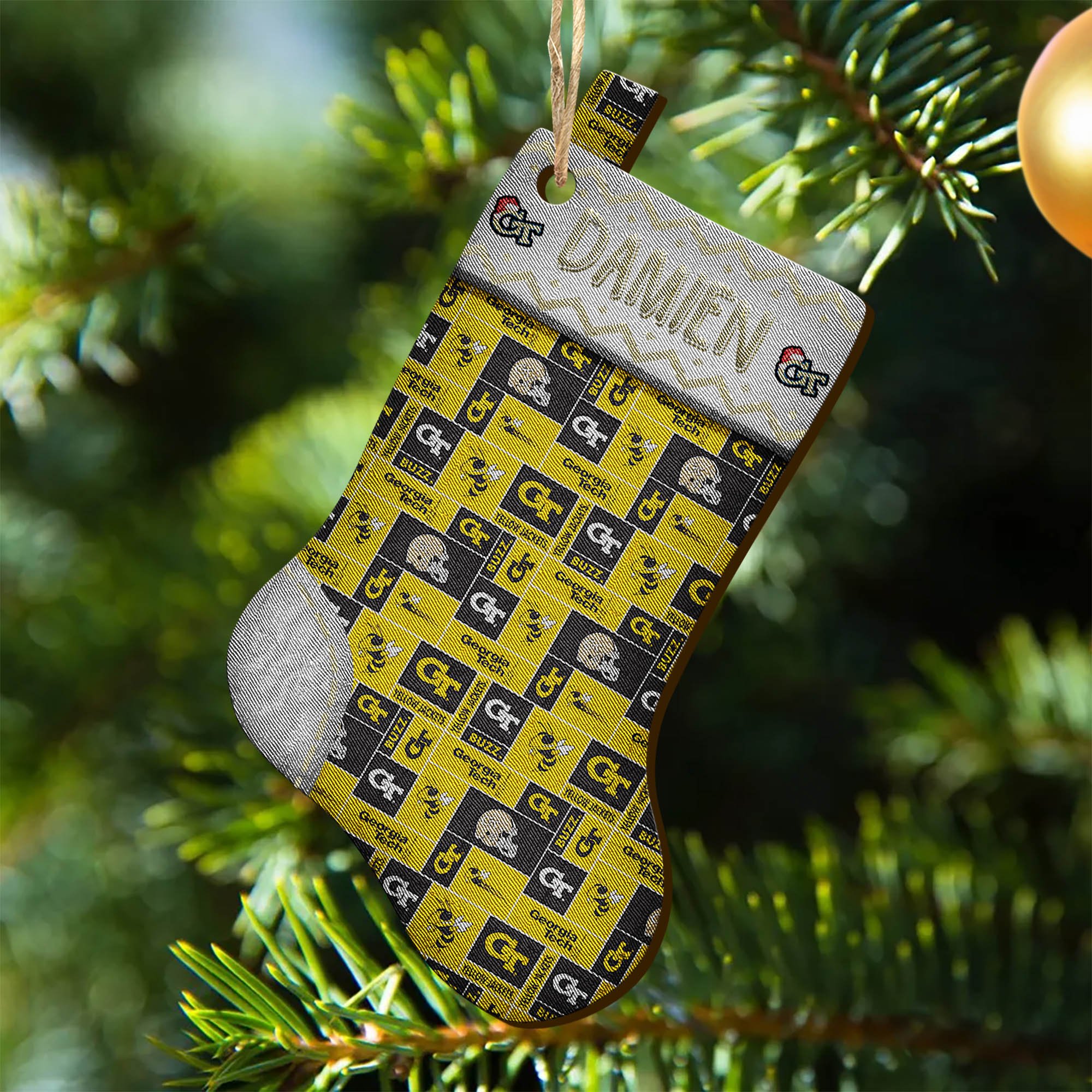 Georgia Tech Yellow Jackets Wooden Ornament 2024 Version Custom Your Name, Christmas Stocking Ornaments, Christmas Gifts For Sport Fans ETHY-53300