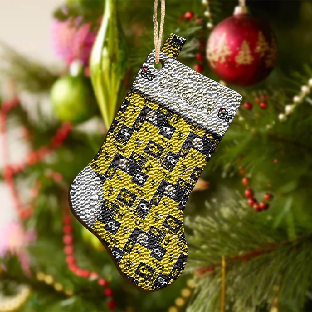 Alternative view of Georgia Tech Yellow Jackets Wooden Ornament 2024 Version Custom Your Name, Christmas Stocking Ornaments, Christmas Gifts For Sport Fans ETHY-53300