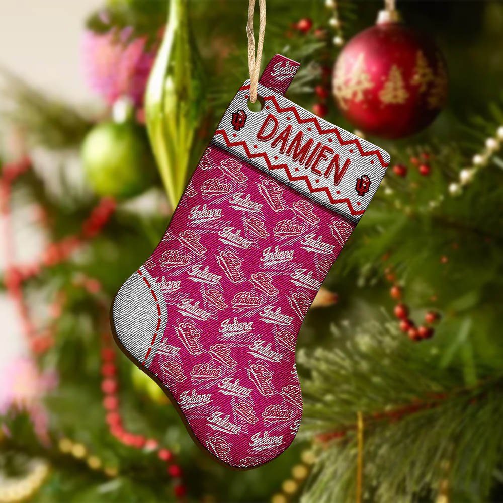 Alternative view of Indiana Hoosiers Wooden Ornament 2024 Version Custom Your Name, Christmas Stocking Ornaments, Christmas Gifts For Sport Fans ETHY-53300