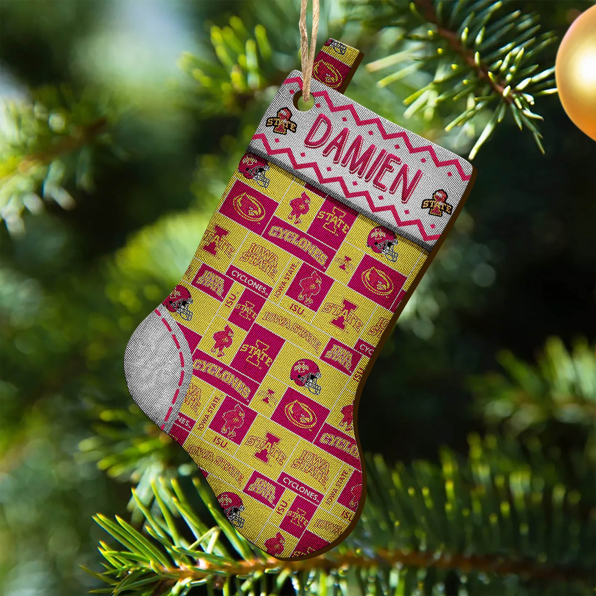 Iowa State Cyclones Wooden Ornament 2024 Version Custom Your Name, Christmas Stocking Ornaments, Christmas Gifts For Sport Fans ETHY-53300