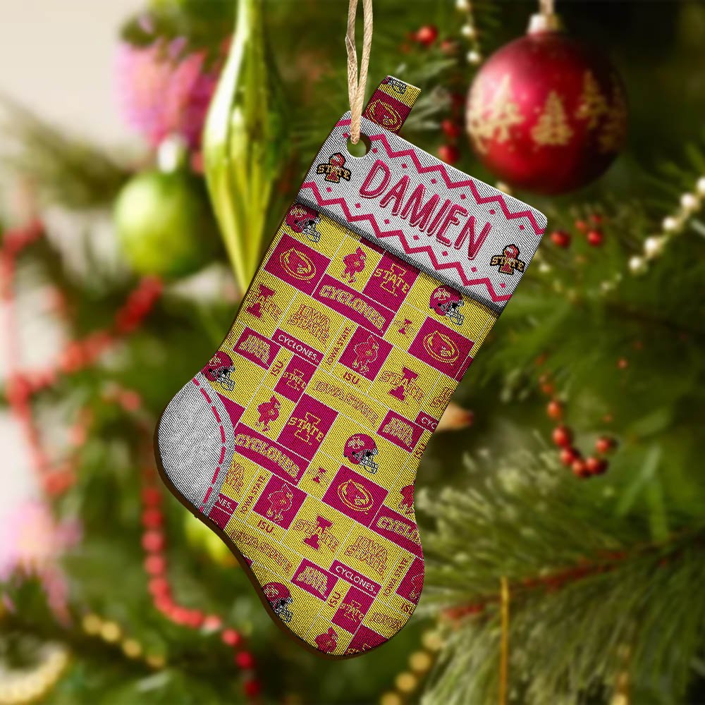 Alternative view of Iowa State Cyclones Wooden Ornament 2024 Version Custom Your Name, Christmas Stocking Ornaments, Christmas Gifts For Sport Fans ETHY-53300
