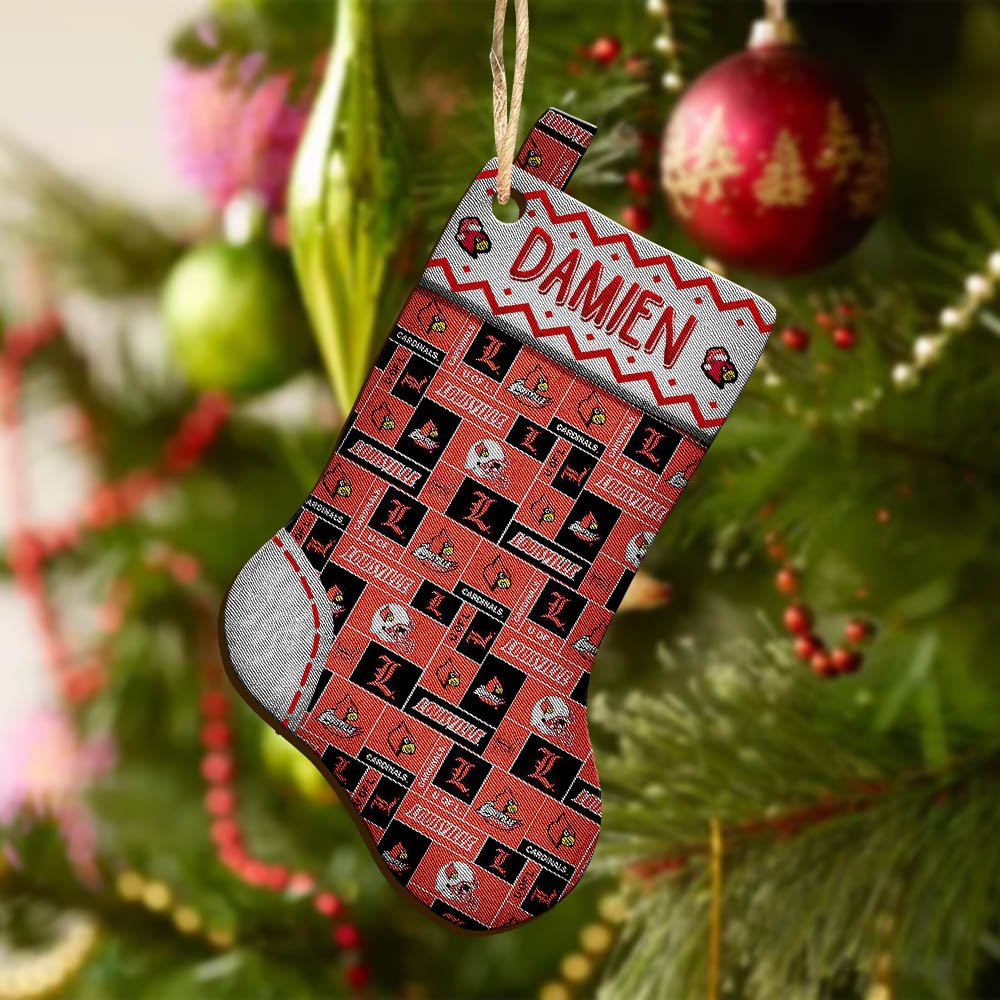 Alternative view of Louisville Cardinals Wooden Ornament 2024 Version Custom Your Name, Christmas Stocking Ornaments, Christmas Gifts For Sport Fans ETHY-53300