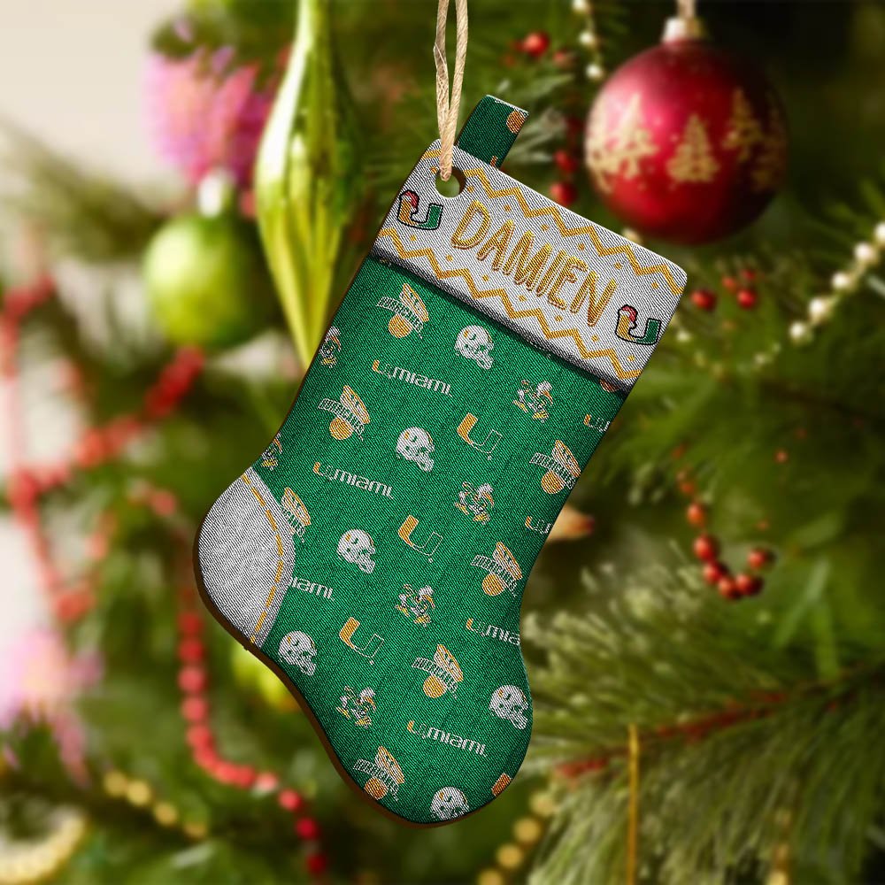 Alternative view of Miami Hurricanes Wooden Ornament 2024 Version Custom Your Name, Christmas Stocking Ornaments, Christmas Gifts For Sport Fans ETHY-53300