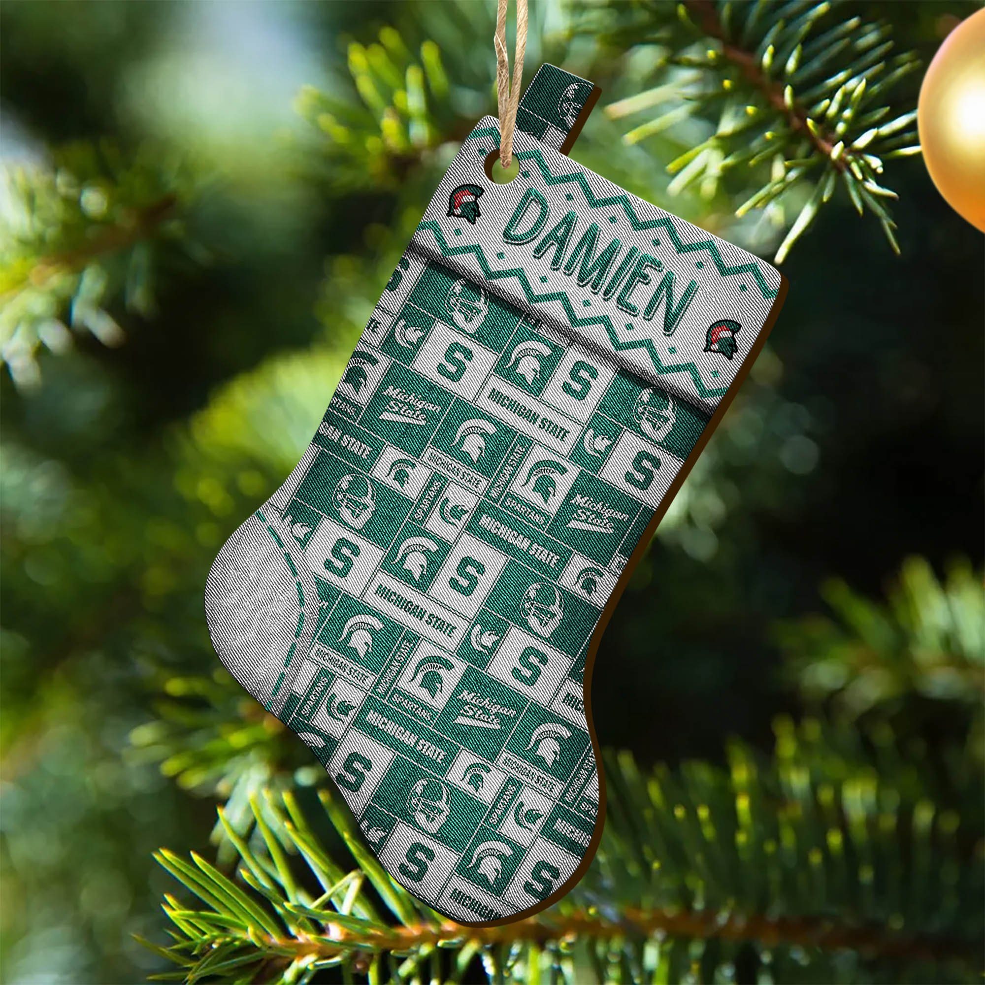 Michigan State Spartans Wooden Ornament 2024 Version Custom Your Name, Christmas Stocking Ornaments, Christmas Gifts For Sport Fans ETHY-53300