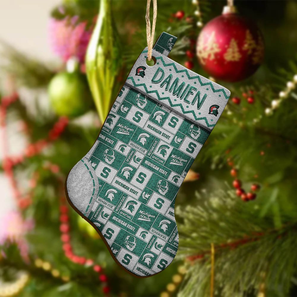 Alternative view of Michigan State Spartans Wooden Ornament 2024 Version Custom Your Name, Christmas Stocking Ornaments, Christmas Gifts For Sport Fans ETHY-53300