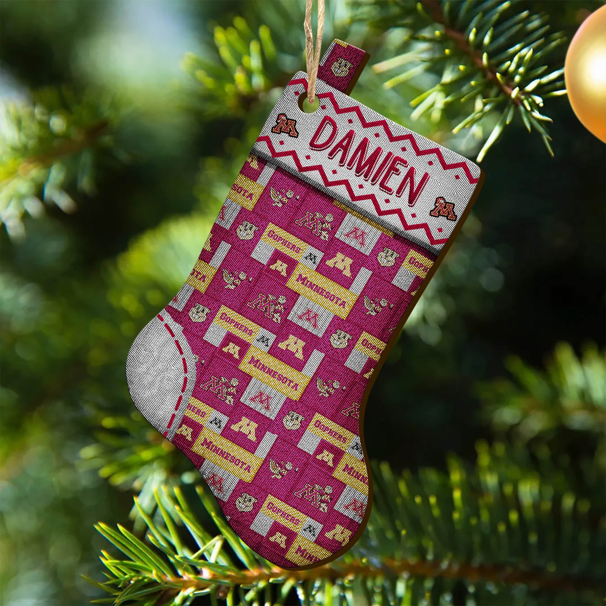 Minnesota Golden Gophers Wooden Ornament 2024 Version Custom Your Name, Christmas Stocking Ornaments, Christmas Gifts For Sport Fans ETHY-53300