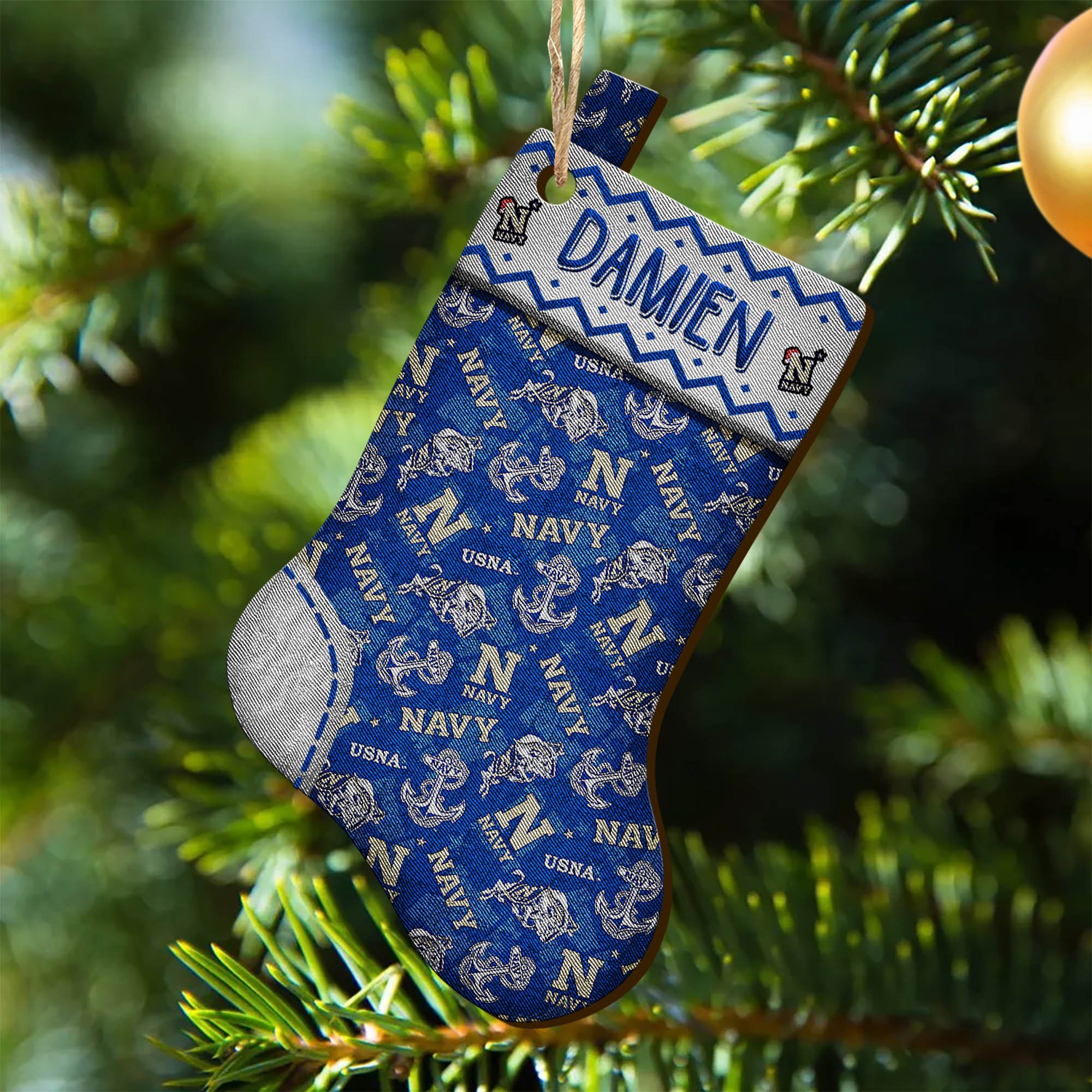 Navy Midshipmen Wooden Ornament 2024 Version Custom Your Name, Christmas Stocking Ornaments, Christmas Gifts For Sport Fans ETHY-53300