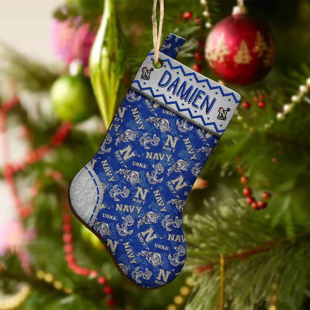 Alternative view of Navy Midshipmen Wooden Ornament 2024 Version Custom Your Name, Christmas Stocking Ornaments, Christmas Gifts For Sport Fans ETHY-53300