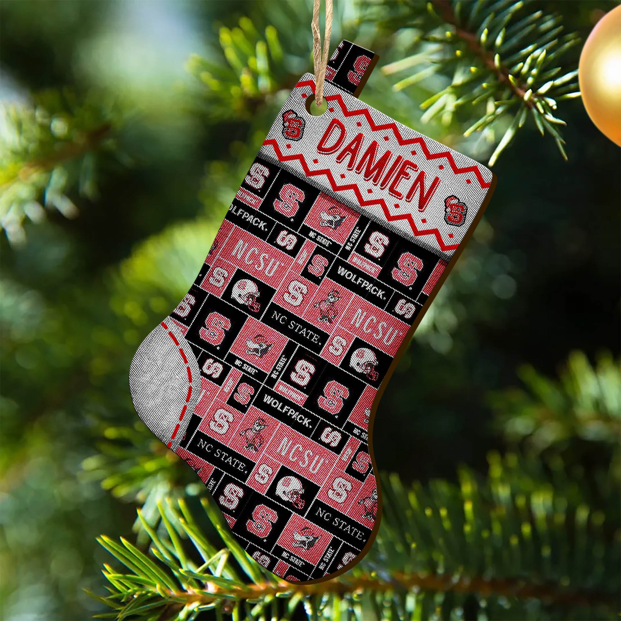 NC State Wolfpack Wooden Ornament 2024 Version Custom Your Name, Christmas Stocking Ornaments, Christmas Gifts For Sport Fans ETHY-53300