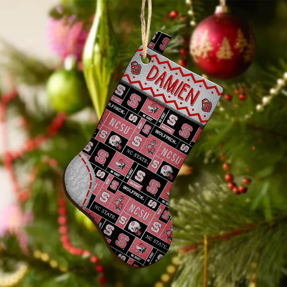 Alternative view of NC State Wolfpack Wooden Ornament 2024 Version Custom Your Name, Christmas Stocking Ornaments, Christmas Gifts For Sport Fans ETHY-53300