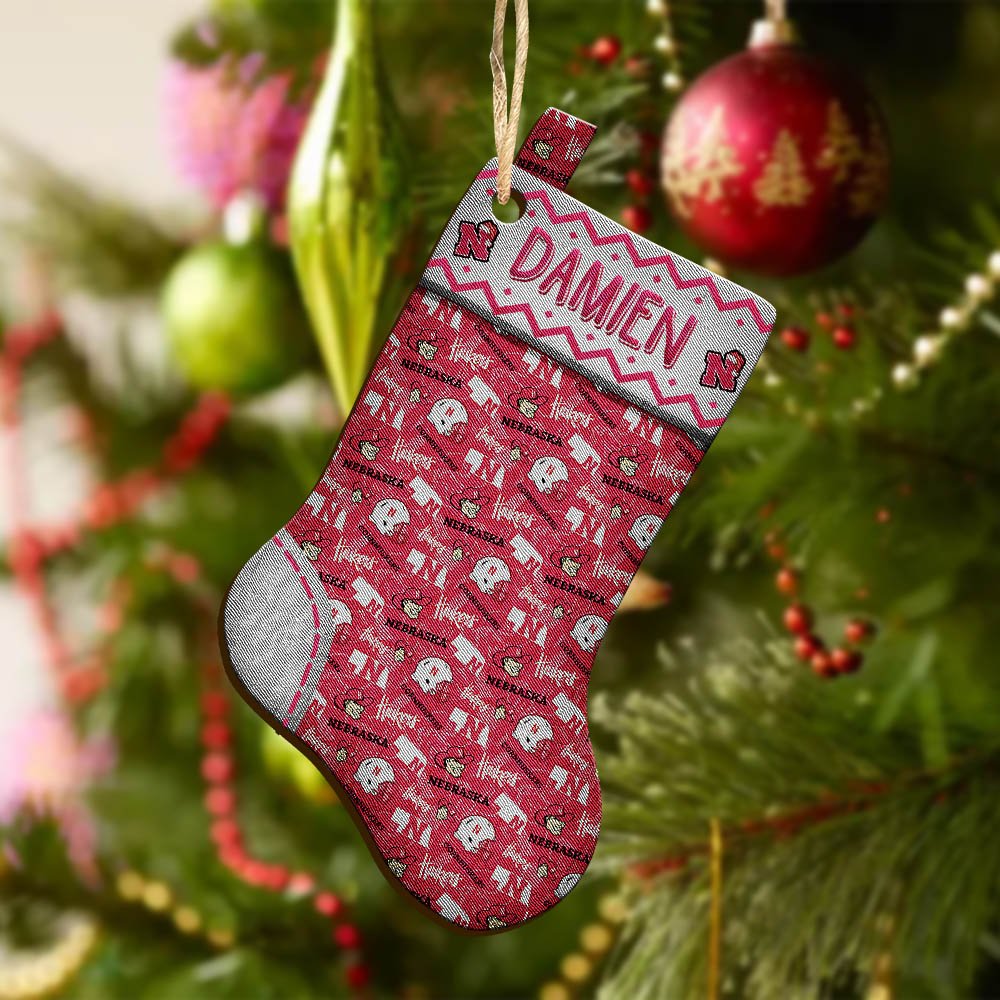 Alternative view of Nebraska Cornhuskers Wooden Ornament 2024 Version Custom Your Name, Christmas Stocking Ornaments, Christmas Gifts For Sport Fans ETHY-53300