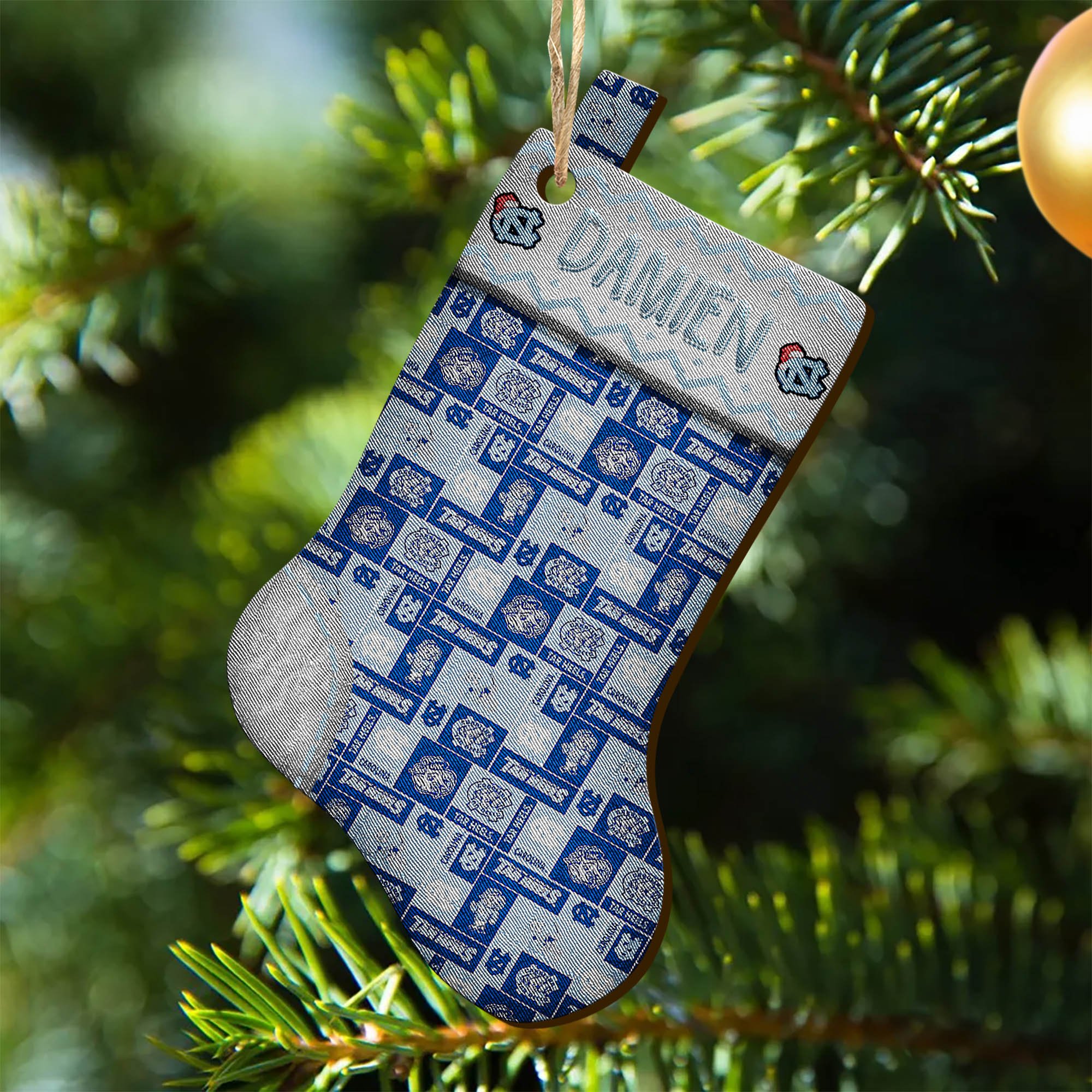 North Carolina Tar Heels Wooden Ornament 2024 Version Custom Your Name, Christmas Stocking Ornaments, Christmas Gifts For Sport Fans ETHY-53300
