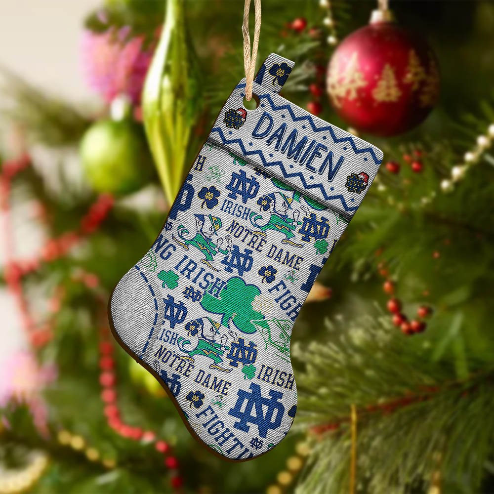 Alternative view of Notre Dame Fighting Irish Wooden Ornament 2024 Version Custom Your Name, Christmas Stocking Ornaments, Christmas Gifts For Sport Fans ETHY-53300