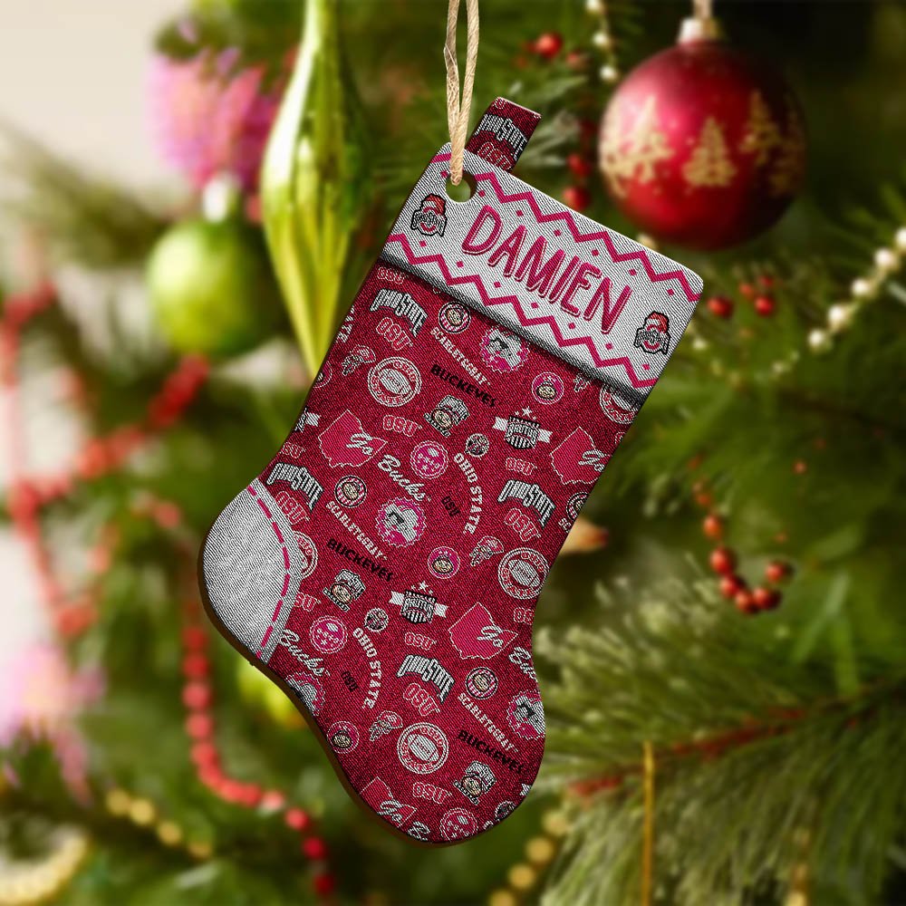 Alternative view of Ohio State Buckeyes Wooden Ornament 2024 Version Custom Your Name, Christmas Stocking Ornaments, Christmas Gifts For Sport Fans ETHY-53300