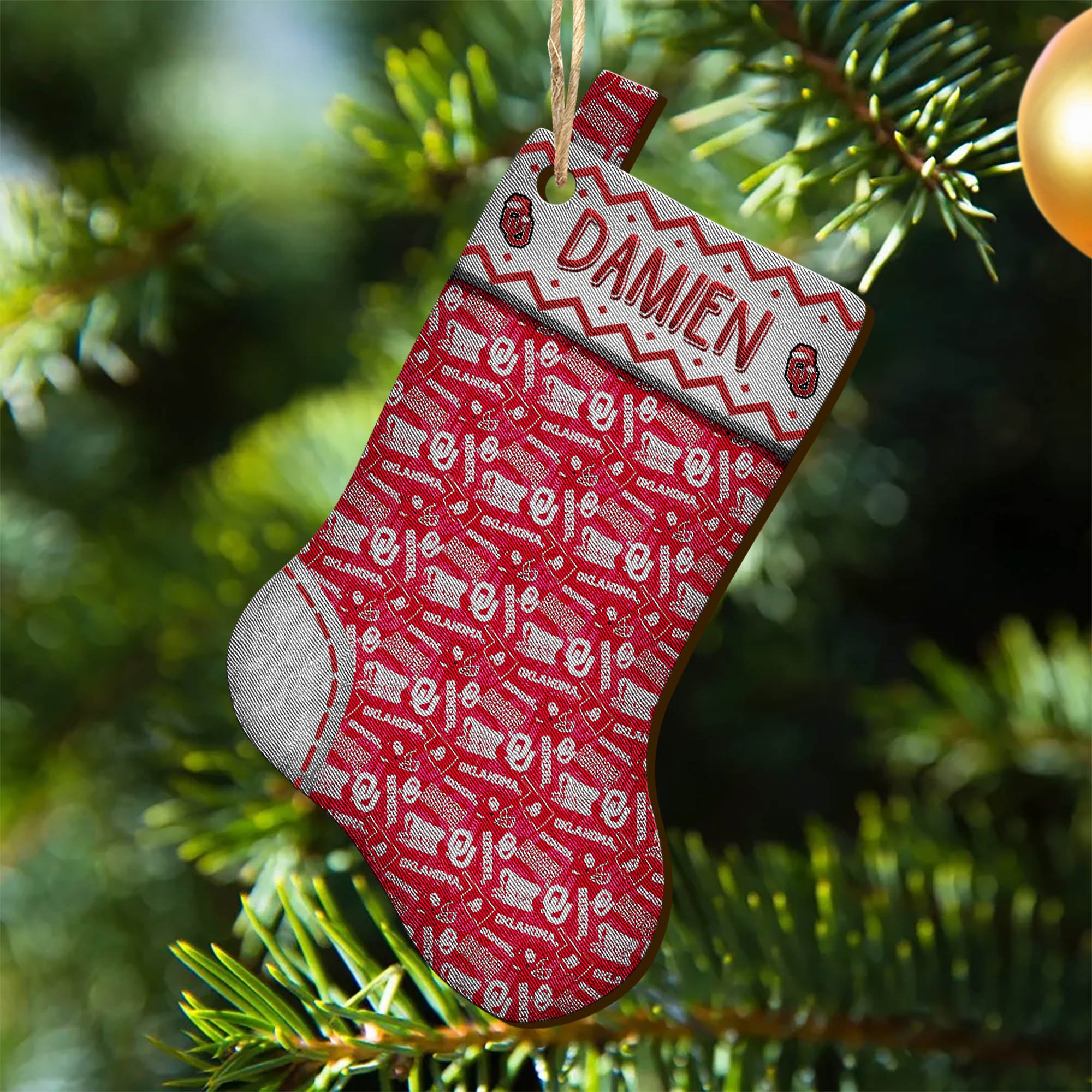 Oklahoma Sooners Wooden Ornament 2024 Version Custom Your Name, Christmas Stocking Ornaments, Christmas Gifts For Sport Fans ETHY-53300