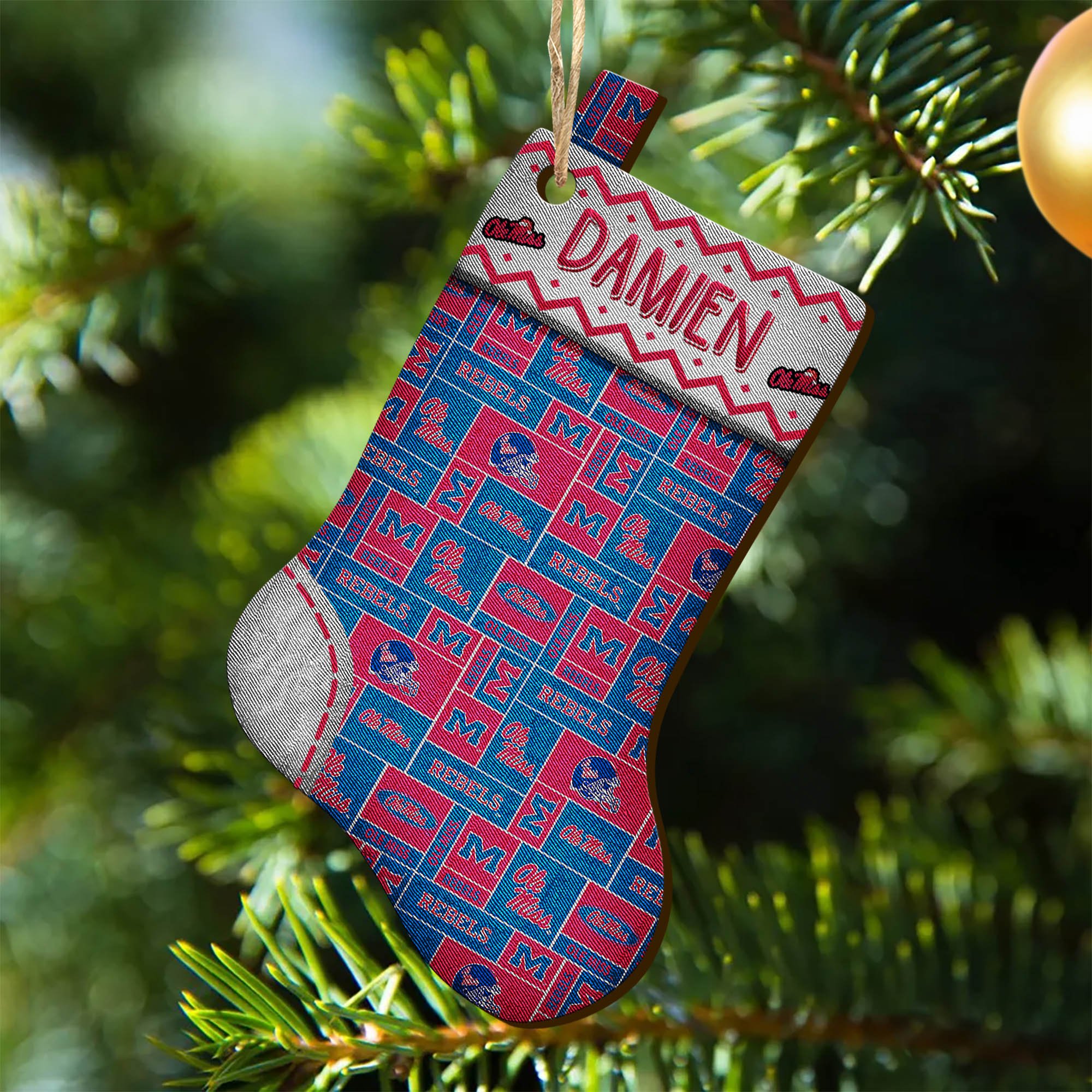 Ole Miss Rebels Wooden Ornament 2024 Version Custom Your Name, Christmas Stocking Ornaments, Christmas Gifts For Sport Fans ETHY-53300