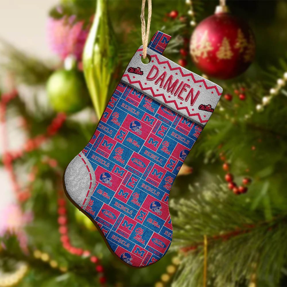 Alternative view of Ole Miss Rebels Wooden Ornament 2024 Version Custom Your Name, Christmas Stocking Ornaments, Christmas Gifts For Sport Fans ETHY-53300