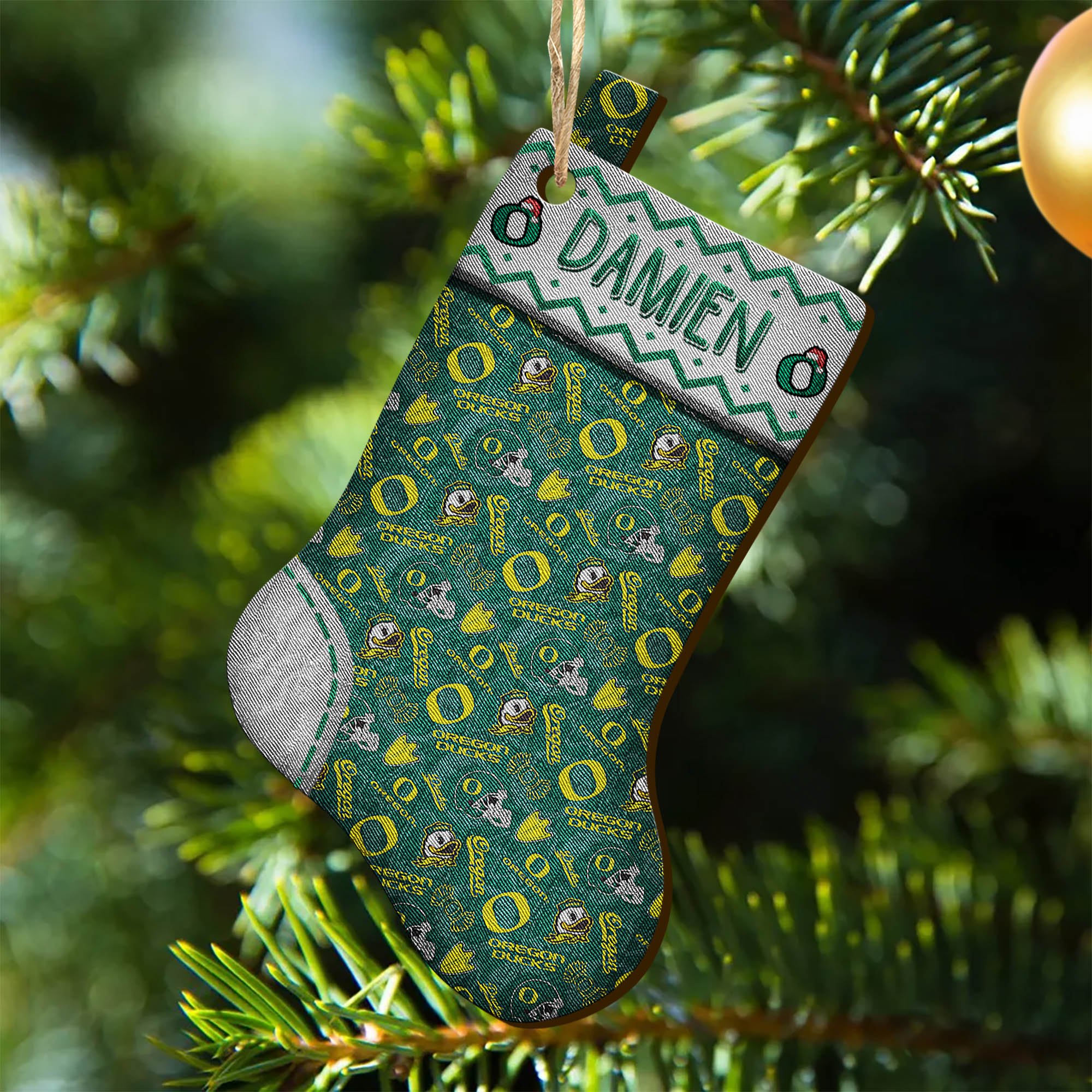 Oregon Ducks Wooden Ornament 2024 Version Custom Your Name, Christmas Stocking Ornaments, Christmas Gifts For Sport Fans ETHY-53300
