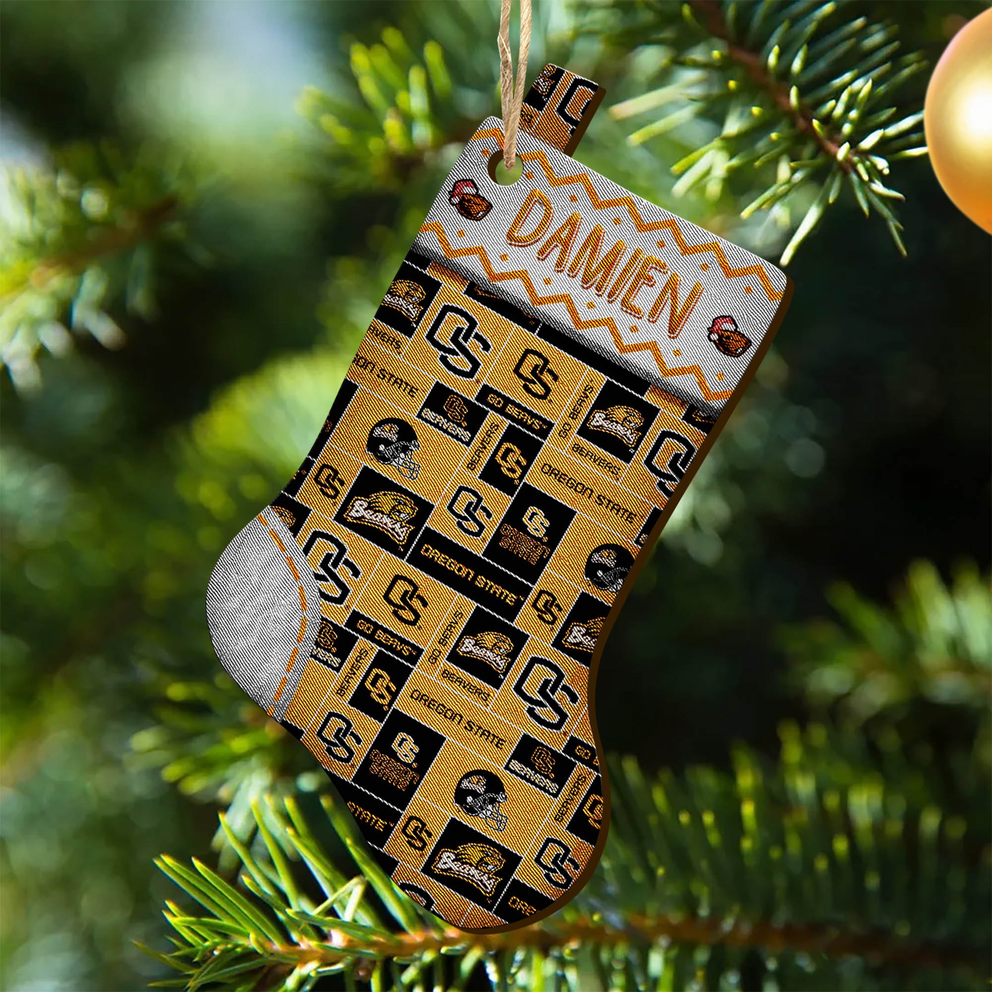 Oregon State Beavers Wooden Ornament 2024 Version Custom Your Name, Christmas Stocking Ornaments, Christmas Gifts For Sport Fans ETHY-53300