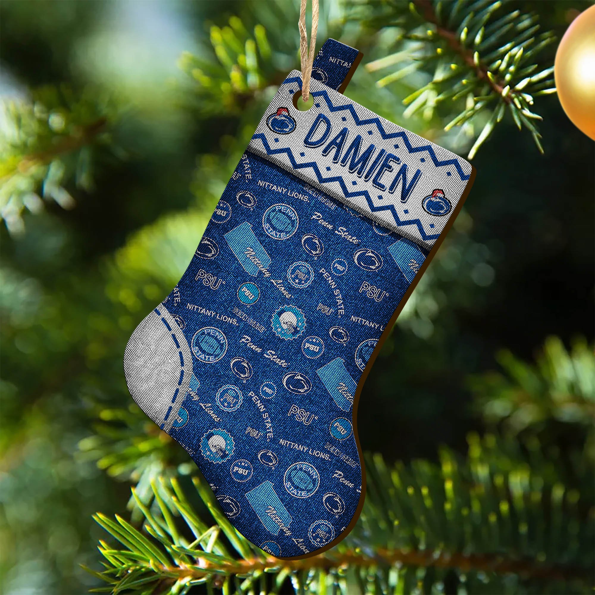 Penn State Nittany Lions Wooden Ornament 2024 Version Custom Your Name, Christmas Stocking Ornaments, Christmas Gifts For Sport Fans ETHY-53300