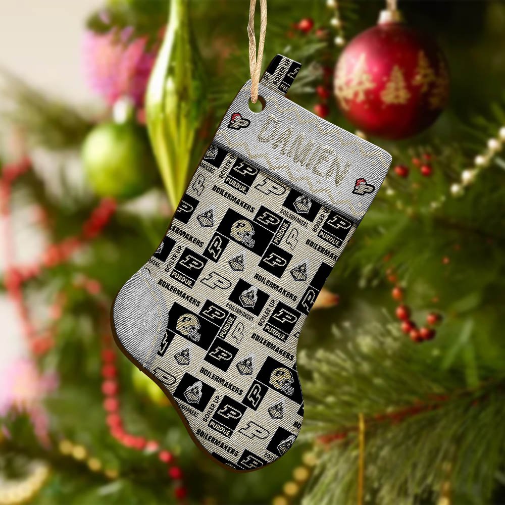 Alternative view of Purdue Boilermakers Wooden Ornament 2024 Version Custom Your Name, Christmas Stocking Ornaments, Christmas Gifts For Sport Fans ETHY-53300