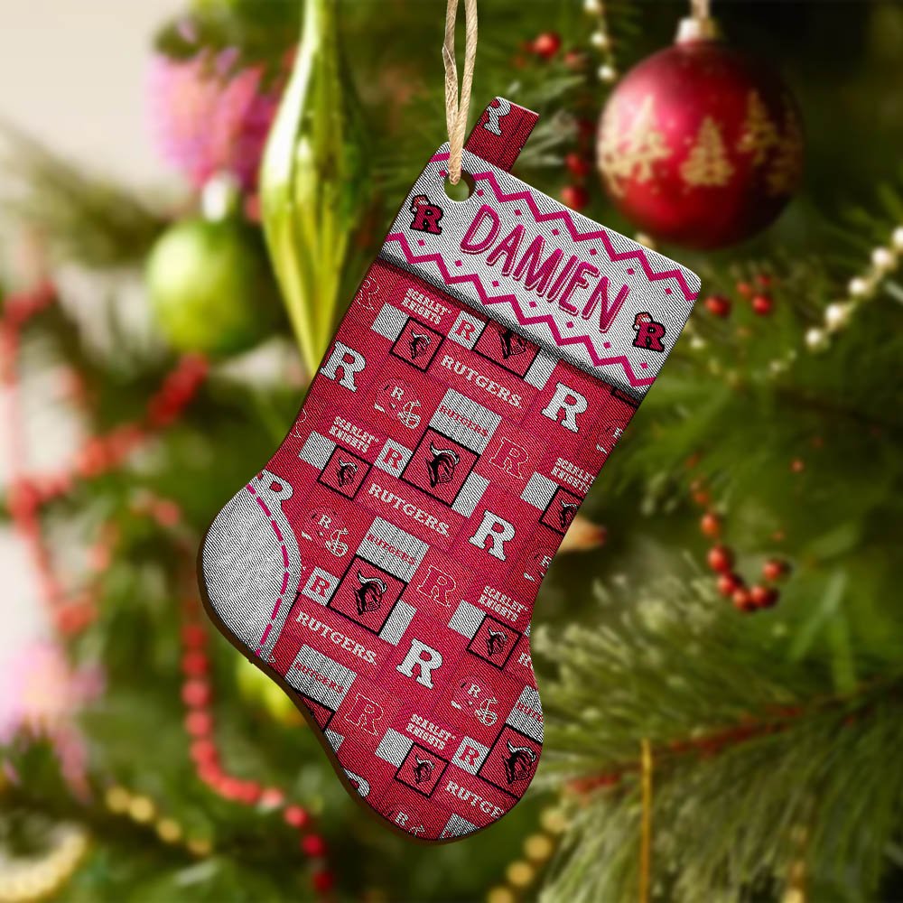 Alternative view of Rutgers Scarlet Knights Wooden Ornament 2024 Version Custom Your Name, Christmas Stocking Ornaments, Christmas Gifts For Sport Fans ETHY-53300