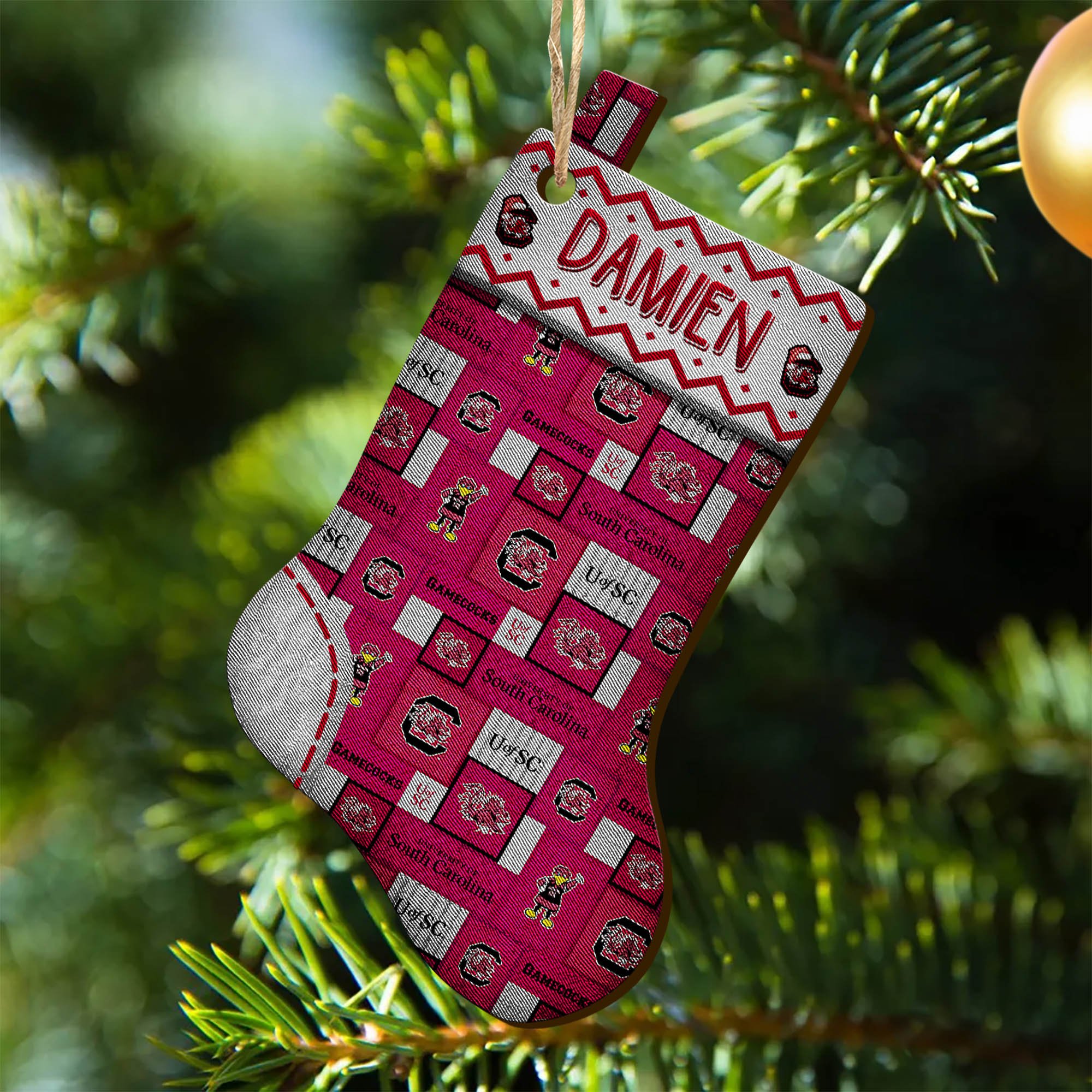 South Carolina Gamecocks Wooden Ornament 2024 Version Custom Your Name, Christmas Stocking Ornaments, Christmas Gifts For Sport Fans ETHY-53300